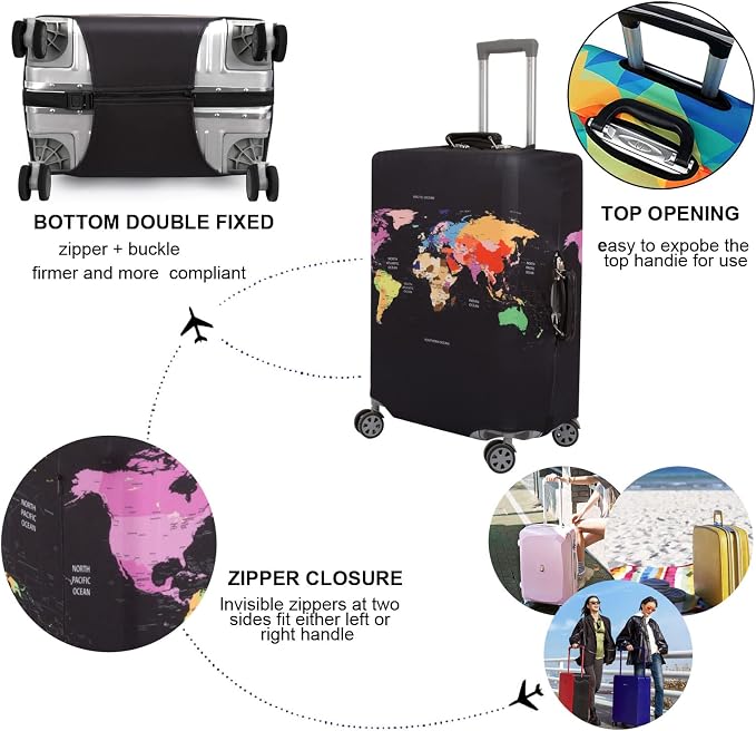 MosaiRudo Thicker Luggage Cover Elastic Suitcase Cover Protector Fits 18-32 - Image 4
