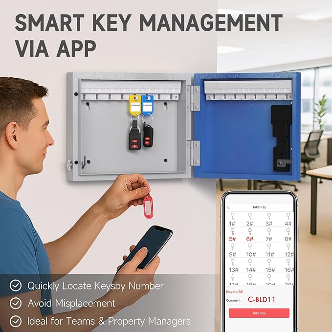 WeHere 16 Key Lock Box Wall Mount, Smart Key Cabinet - Image 6