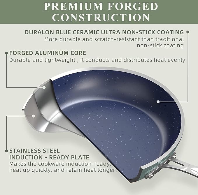 Nuwave Healthy Duralon Blue Ceramic Nonstick Coated 7pc Cookware Set, - Image 3