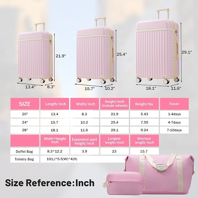 Merax Luggage Sets, Durable Hardshell 3 Piece Suitcase - Image 2