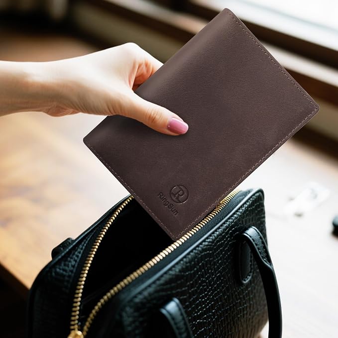 Ringsun Leather Passport Cover for Men Women, RFID Passport Wallet Case Travel - Image 7