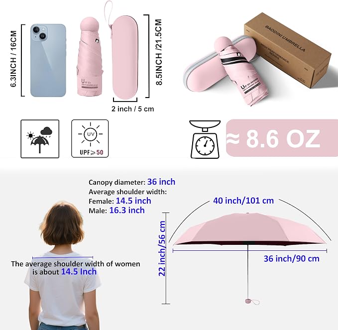 BAODINI Travel Mini Umbrella for Purse - Image 4
