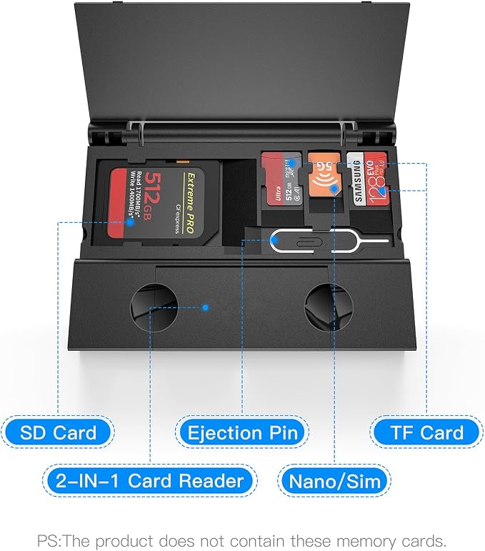 RayCue Multi-Function Card Reader Storage Box, USB3.0 High Speed Mobile Phone - Image 4