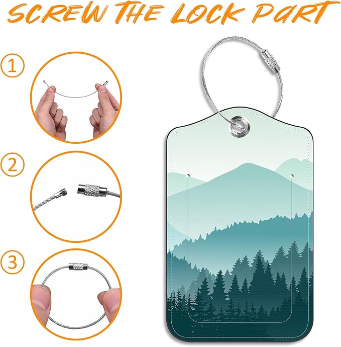 2 Pack Luggage Tag for Suitcase Green Mountain Landscape Leather Travel Cruise - Image 4