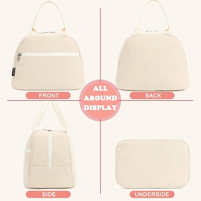 FlowFly Lunch Bag for Women Insulated Lunch Box Corduroy Lunch Tote Cooler for - Image 5