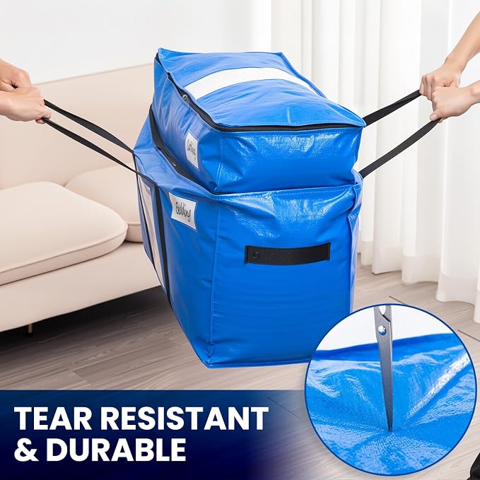 TAILI 2 Tier Extra Large Moving Bags, 4 Pack Blue Heavy Duty Totes - Image 6
