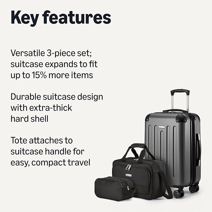 Amazon Basics 3-Piece Luggage Set, Including Carry-On Luggage, and 10" Compact - Image 2