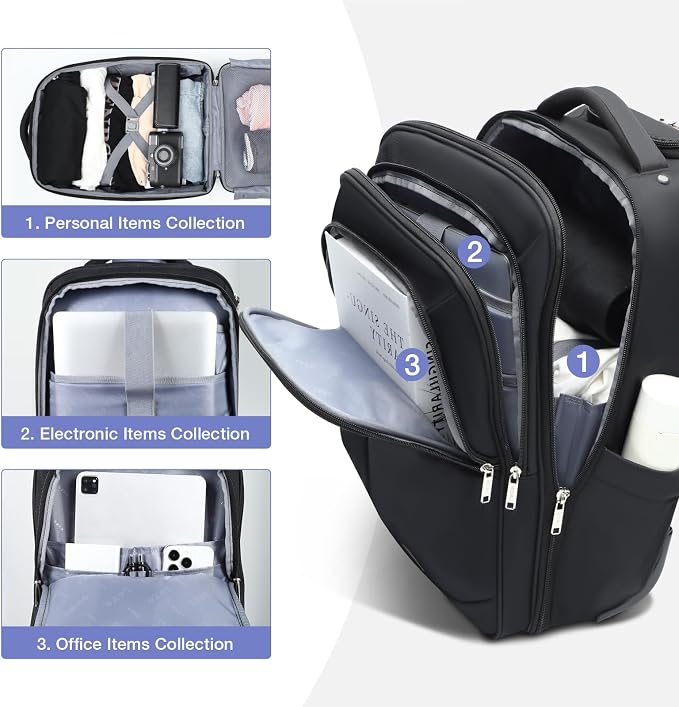 Rolling Backpack for Adults, 17 Inch Waterproof Underseat Carry On Luggage - Image 4