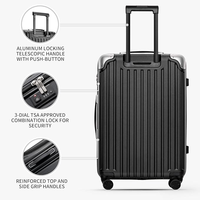 LEVEL8 Grace Luggage, 28 Inch Hardside Suitcase, Abs+Pc Harshell Spinner Luggage - Image 3