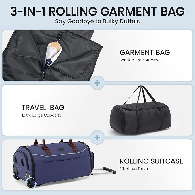 Fanwoli 3-in-1 Rolling Garment Bag - Image 3