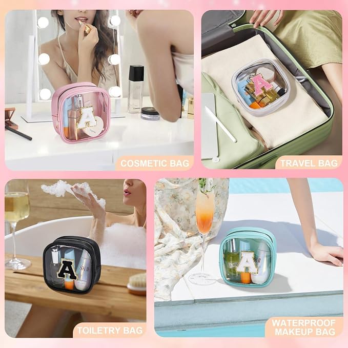 YOOLIFE Initial Make Up Bag Travel Toiletry Bag, Small Makeup Bag Clear Makeup - Image 5