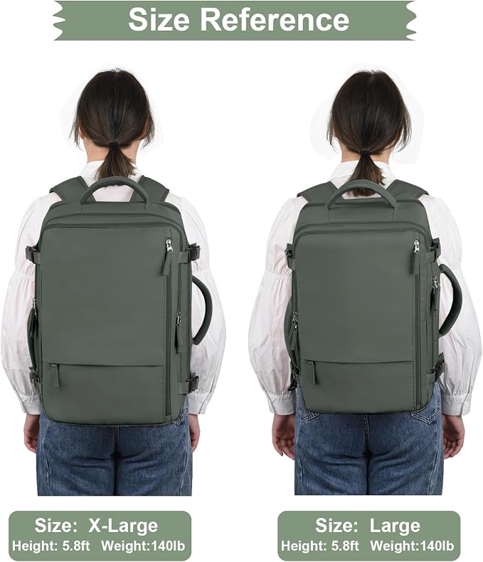 Hanples Women's Large 17.3 Inch Laptop Backpack, Olive Green, Waterproof - Image 9