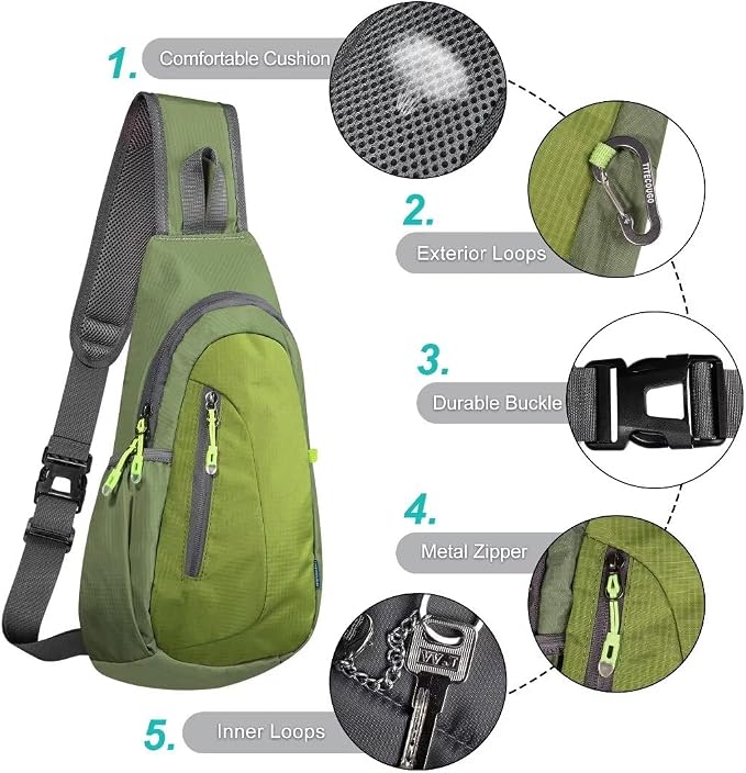 TITECOUGO Small Sling Bag, Lightweight Crossbody Backpack - Image 5