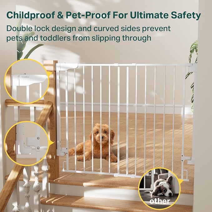 Cumbor 34" Extra Tall No Bottom Bar Baby Gate - Image 4