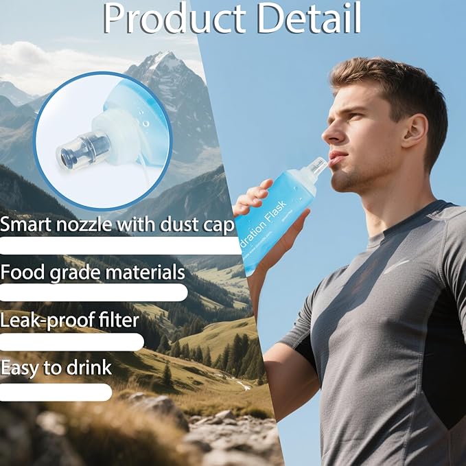 CLINTT 500ml Soft Flask, Foldable Running Water Bottle, TPU Folding Soft Water - Image 6