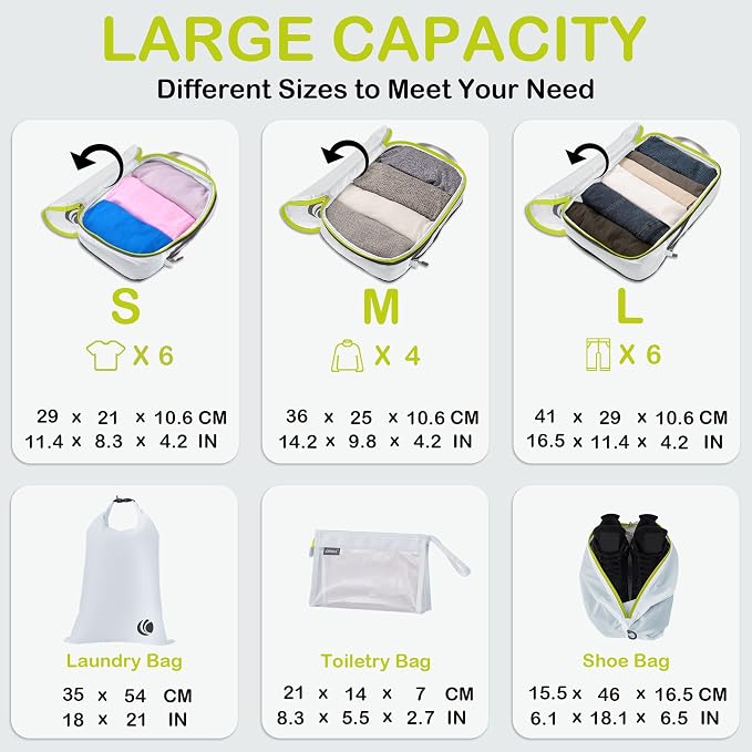 Cipway Compression Packing Cubes, Lightweight Travel Luggage Organizers - Image 6