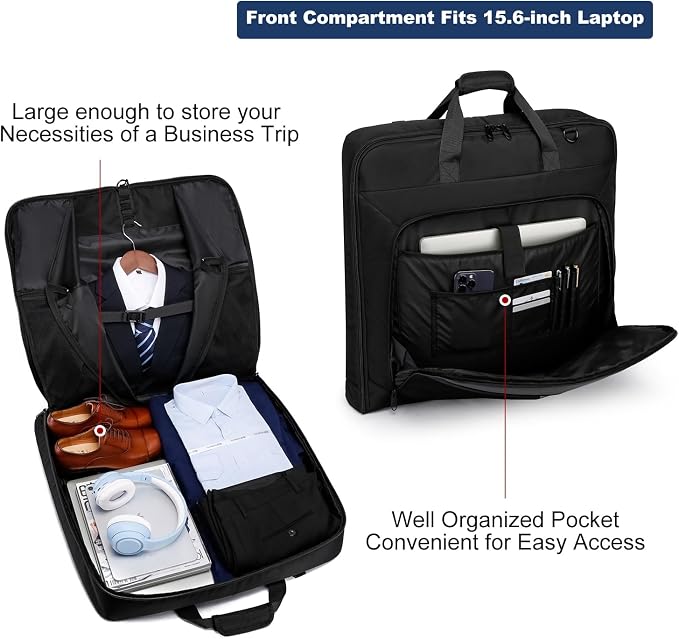 Garment Bag Travel Suit Bag for Men Large 40-Inch Carry on Garment Bag Up to 3 - Image 3