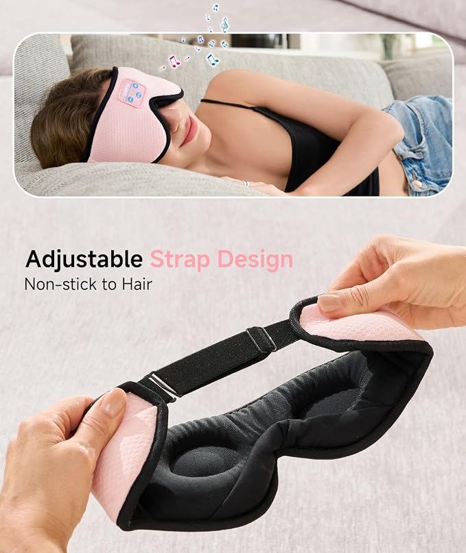 Voerou Sleep Headphones, 3D Wireless Bluetooth Eye Mask, Sleeping Headphones - Image 7