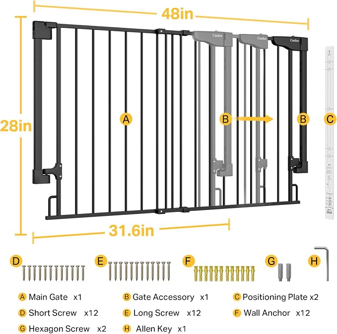 Cumbor Expandable 31.6-48" Baby Gate - Image 9