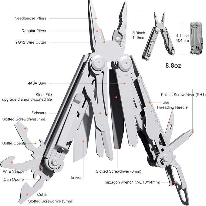 Multitool Stainless Steel Multi-Tool Pliers 22-in-1 - Image 2