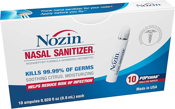 Nozin® Nasal Sanitizer® Antiseptic Popswab® Ampules 10ct Pack | Kills 99.99% of by NozinNasalSanitizer