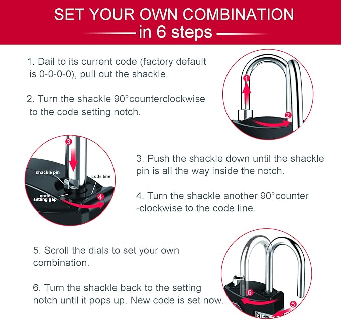 ZHEGE TSA Lock, Train Luggage Lock, 4 Digit Combination Lock - Image 7