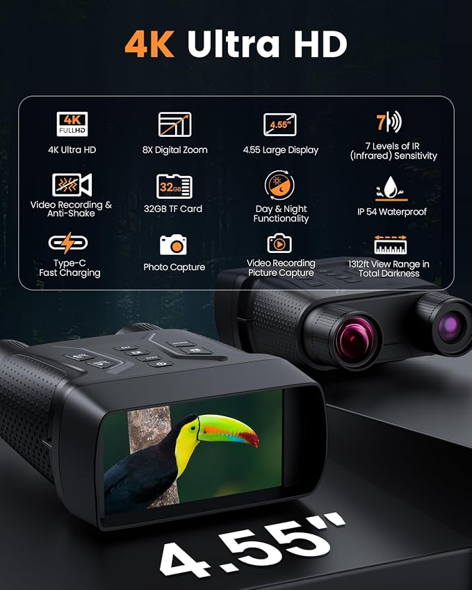 Upgraded Night Vision Goggles, 4k Night Vision Binoculars, 4.55" Large Display - Image 2