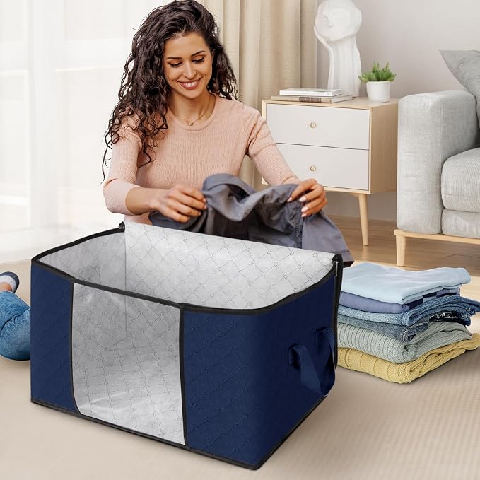 Fab totes 8 Pack Clothes Storage, Foldable Thick Fabric Blanket Storage Bags - Image 3