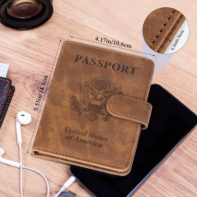TIGARI Passport Holder for Travel Women Men, PU Leather Waterproof RFID - Image 5