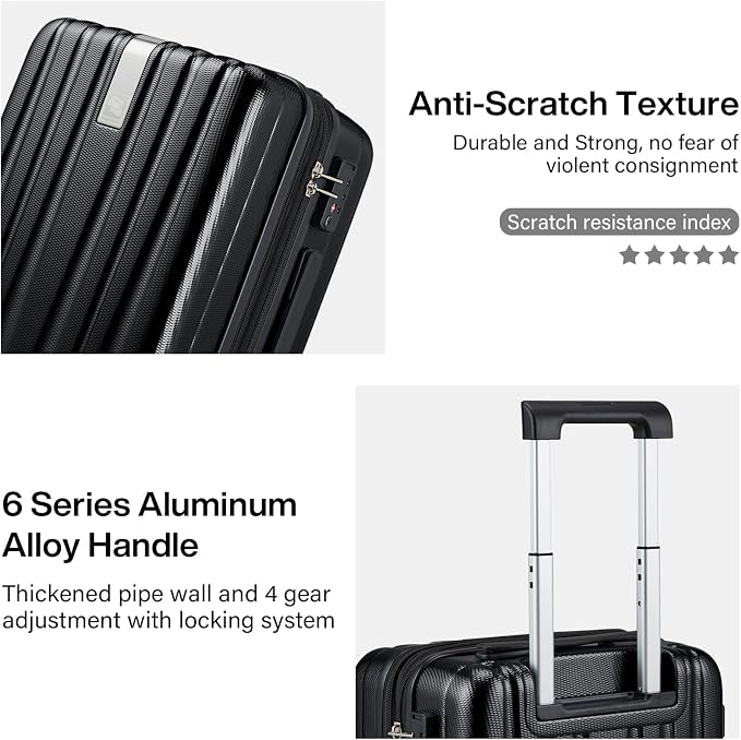 Hanke Expandable Hardshell Luggage Sets 3 piece Carry on Luggage - Image 8