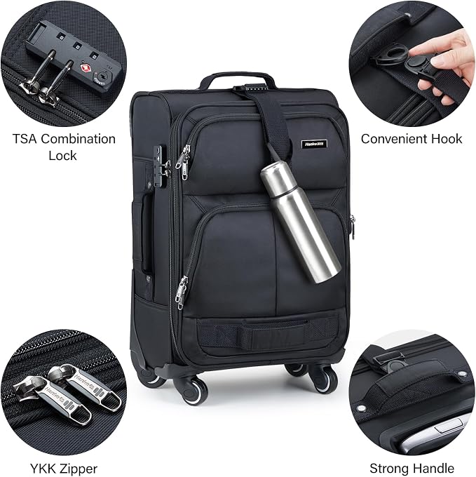 Hanke 3 Piece luggage Sets Softside Expandable luggage - Image 8