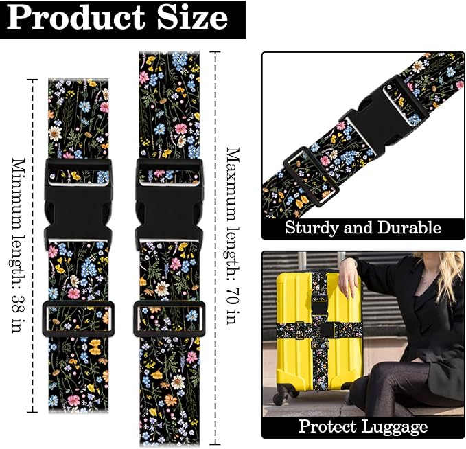 2 Pack Wildflower Luggage Straps - Image 2