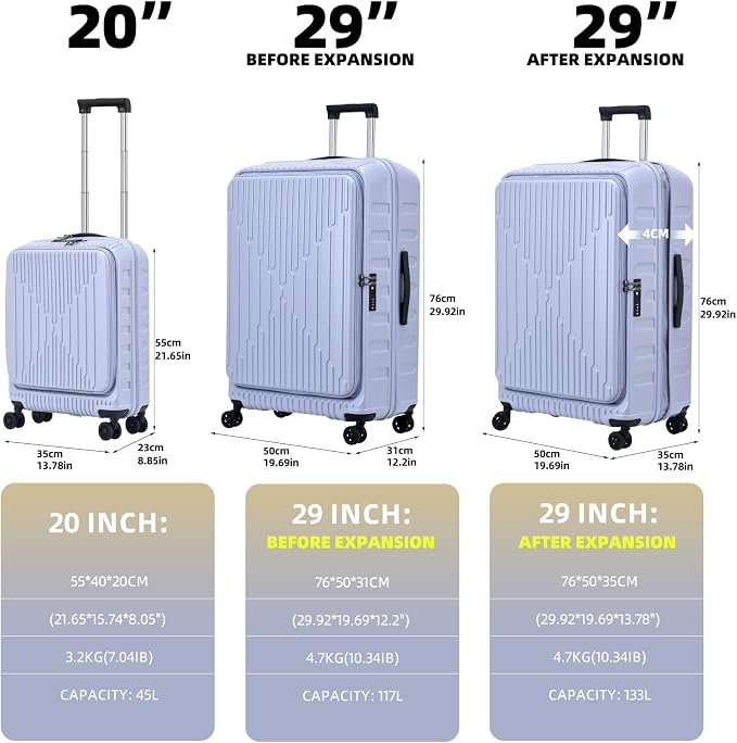 2 Pieces 20/29 Luggage Sets, 20 Inch Cabin Luggage - Image 2