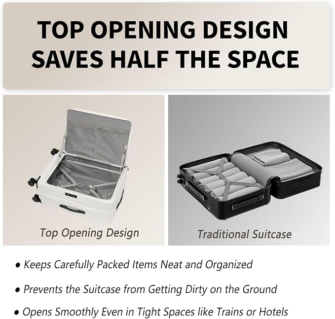24 Inch Top Opening Checked Travel Luggage Expandable - Image 4