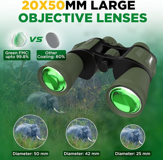 Binoculars with Phone Bracket Adapter, High Power Waterproof with Low Light - Image 2