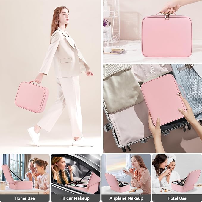 Lighted Makeup Case with Mirror, Adjustable Dividers - Image 6