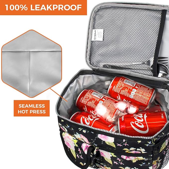 opux Lunch Bag Women Insulated, Adult Lunch Box Cooler, Flower Lunch Box - Image 5
