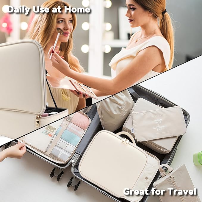 Travel Makeup Bag with LED Mirror and 10x magnifying glass with 3 Lighted - Image 6