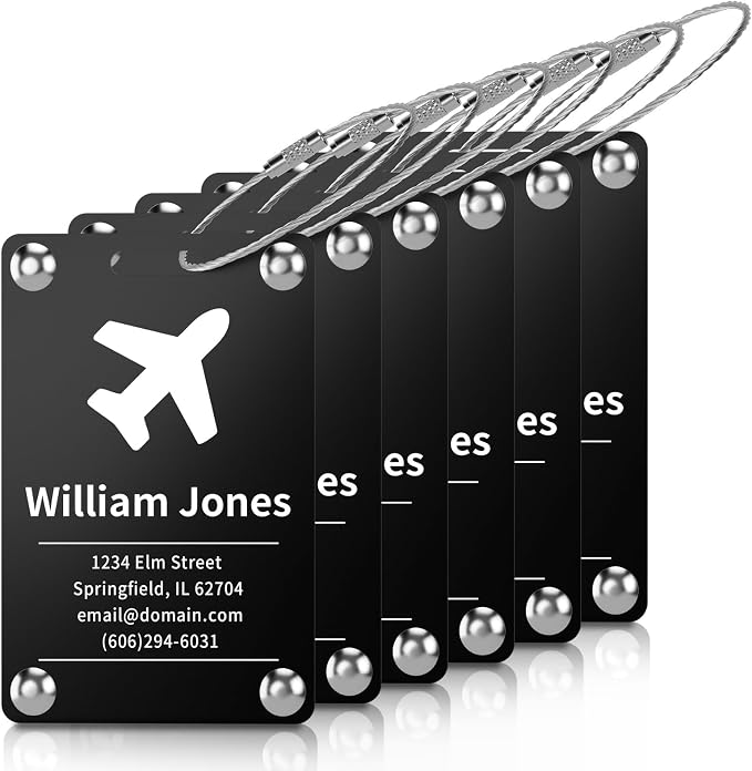 6 Pack Personalized Luggage Tags by Unknown