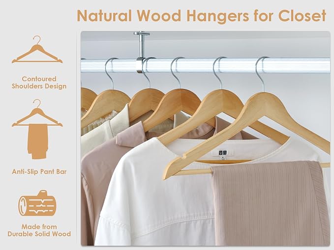 StorageWorks Wooden Hangers 20 Pack, Wood Coat Hanger - Image 7