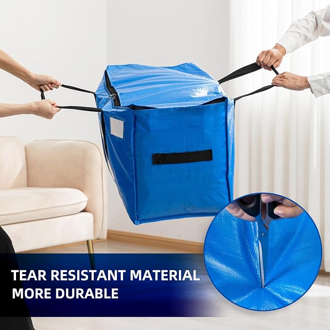 TAILI Extra Large Moving Bags, 8 Pack Blue Heavy Duty Totes - Image 3