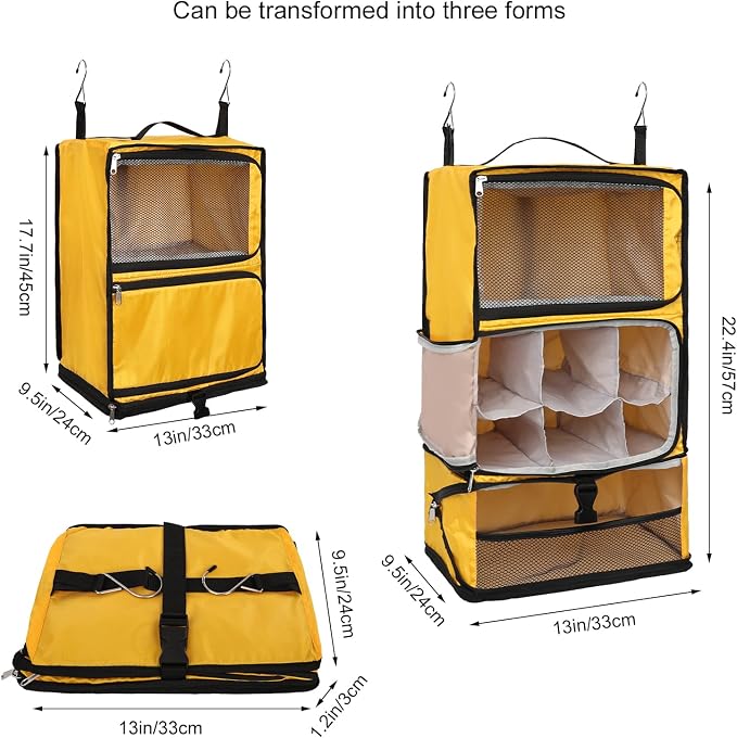 TABITORA Travel Portable Hanging Shelves Closet Organizer Packing Luggage - Image 3