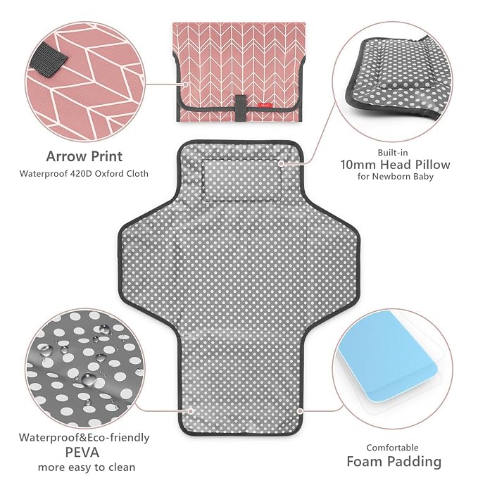 Babebay Waterproof Portable Diaper Changing Pad, Foldable Travel Changing Mat - Image 2
