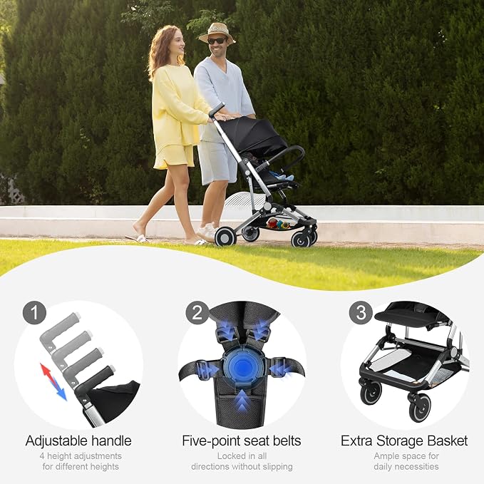 Travel Stroller for Airplane Ultra Compact Umbrella Stroller One-Handed Folding - Image 2