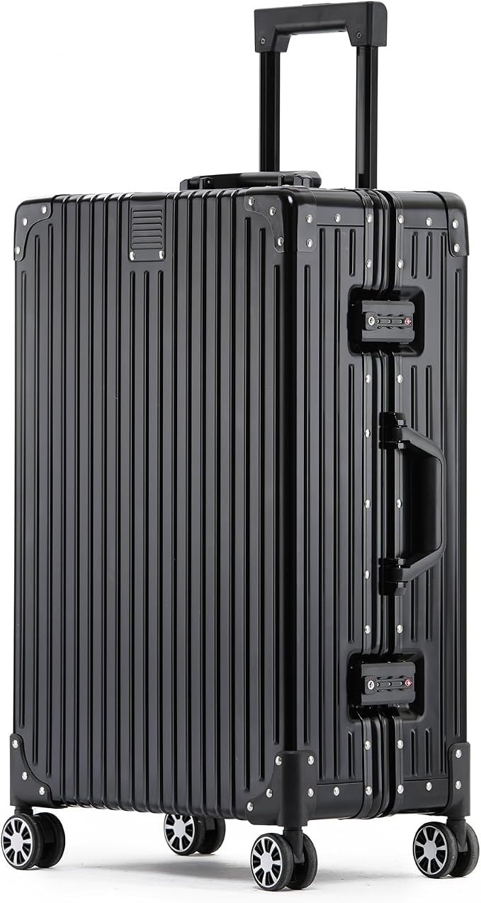 Metal All Aluminum Carry-on Luggage TSA Customs Lock Zipperless Silent Rotary by XZSP+AISU