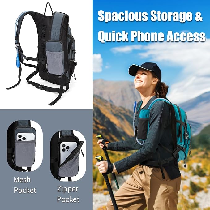 Hydration Backpack Pack with 2L Water Bladder 18L Hiking Backpack Women Men - Image 4