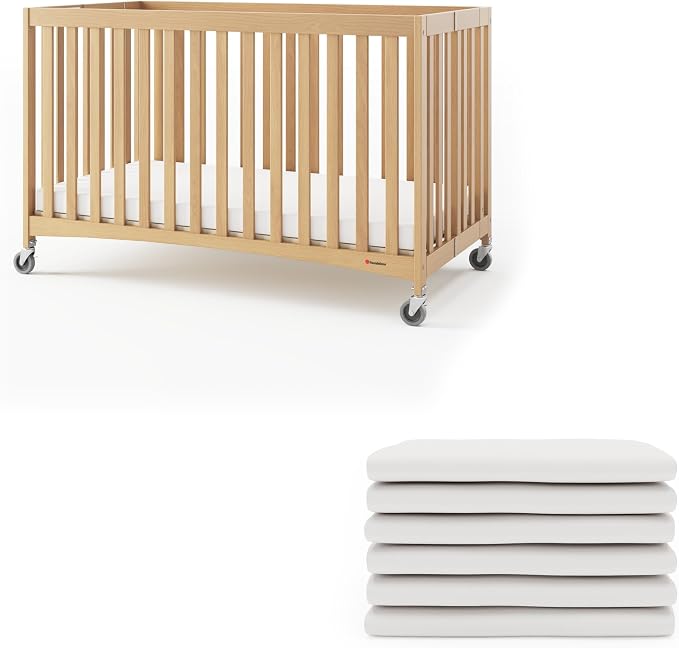 Foundations Full Size Travel Sleeper Folding Hotel Crib and Sheet Bundle by FoundationsChildrensProducts
