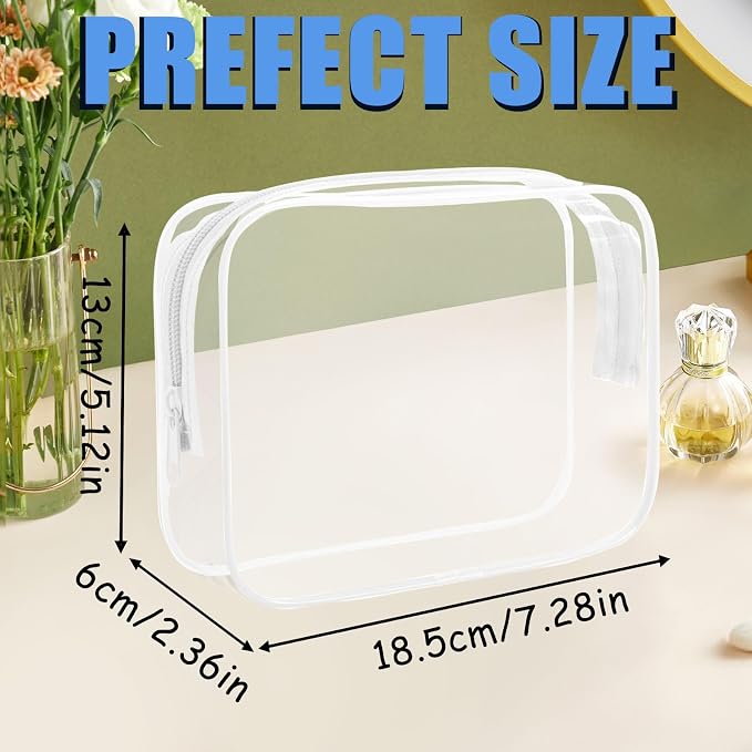 12 Pieces Clear Makeup Bags Bulk, PVC Waterproof Cosmetic Bag - Image 2