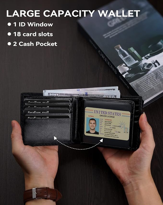 Swallowmall Mens Wallet Rfid Blocking Leather Wallet - Image 5
