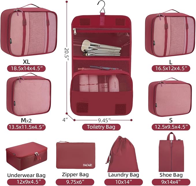 BAGAIL 6 Set/8 Set/10 Set Packing Cubes Various Sizes Packing Organizer - Image 2